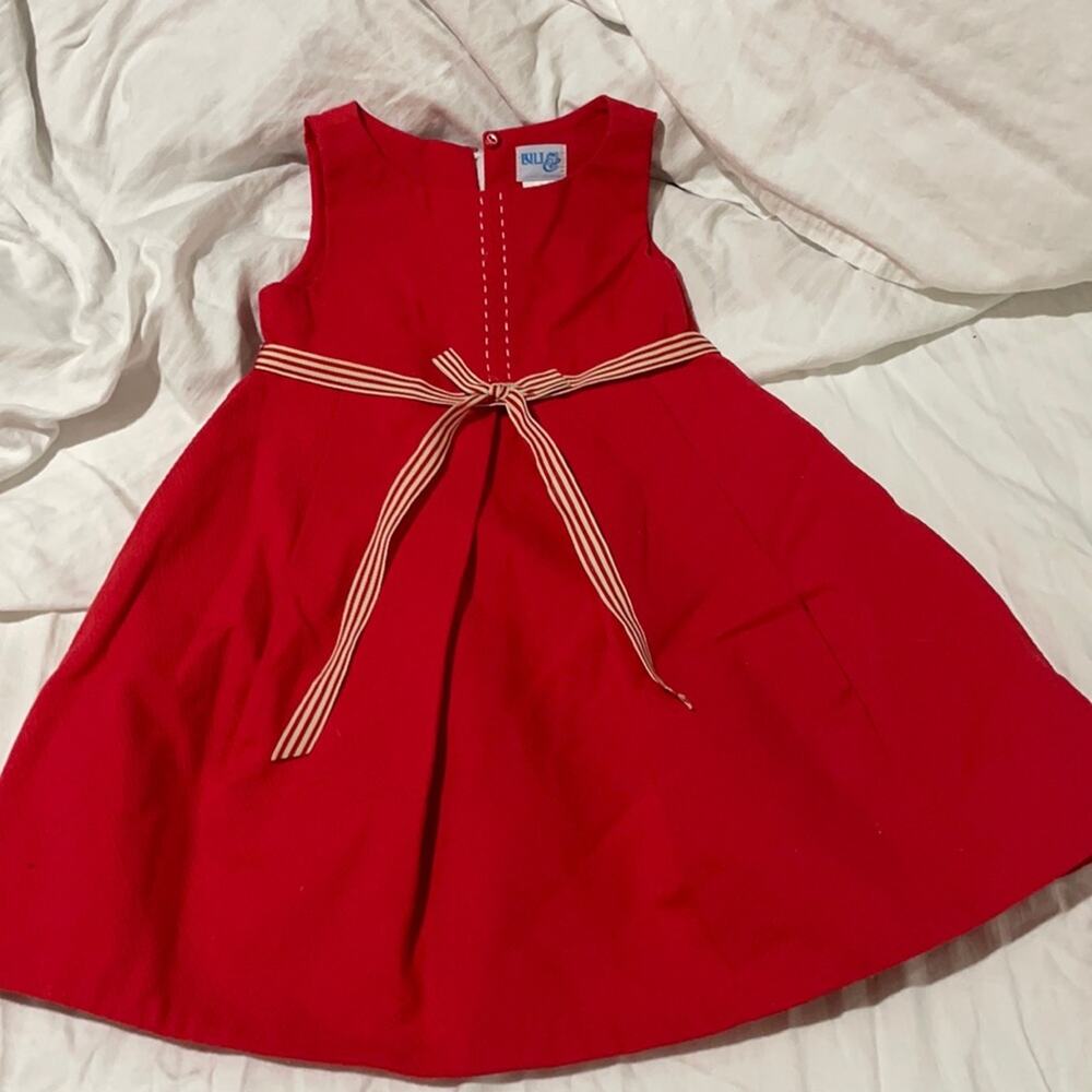 Luli & Me 4 red lined dress back zip striped ribbon details worn once euc